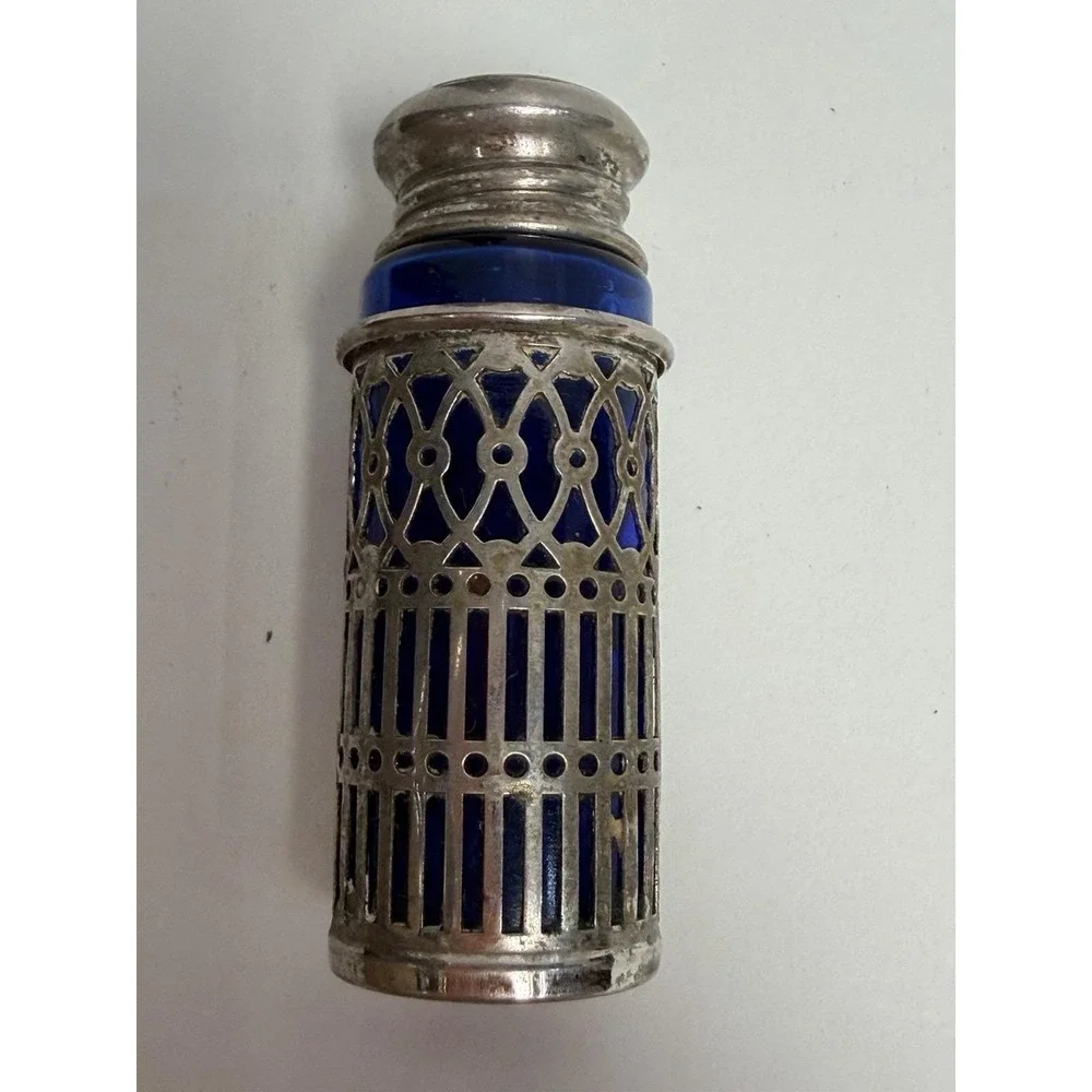 Cobalt Blue Glass‎ Silver Plate Salt Pepper Shakers Two Sets, Vintage
